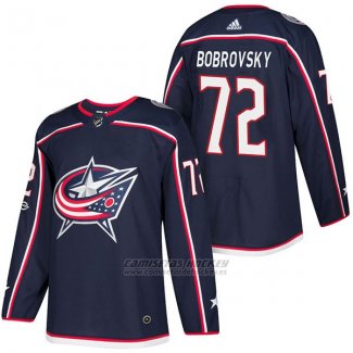 Camiseta Hockey Hombre Autentico Columbus Blue Jackets 72 Sergei Bobrovsky Home 2018 Azul