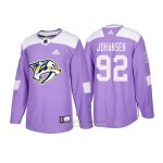 Camiseta Hockey Hombre Autentico Nashville Predators 92 Ryan Johansen Hockey Fights Cancer 2018 Violeta