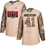 Camiseta Hockey Hombre Ottawa Senators 41 Craig Anderson Camo Autentico 2017 Veterans Day Stitched