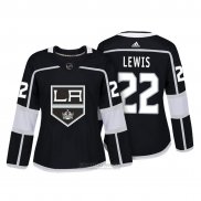 Camiseta Hockey Mujer Los Angeles Kings 22 Trevor Lewis Negro Autentico Jugador