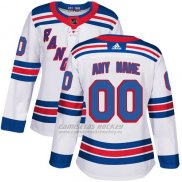 Camiseta Hockey Mujer New York Rangers Segunda Personalizada Blanco
