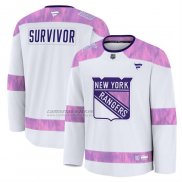 Camiseta Hockey New York Rangers Hockey Fights Cancer Primera Blanco
