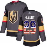 Camiseta Hockey Nino Vegas Golden Knights 29 Marc-andre Fleury Gris Home Autentico USA Flag Stitched