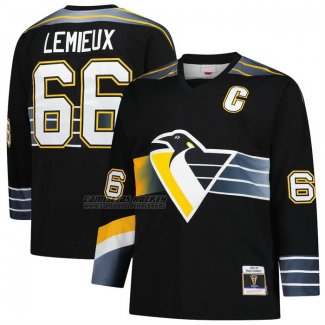 Camiseta Hockey Pittsburgh Penguins Mario Lemieux Mitchell & Ness 1996-97 Blue Line 2.0 Negro