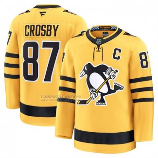 Camiseta Hockey Pittsburgh Penguins Sidney Crosby Alterno Premium Amarillo