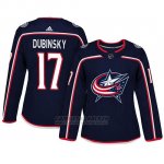 Camiseta Mujer Blue Columbus Blue Jackets 17 Brandon Dubinsky Adizero Jugador Home Azul