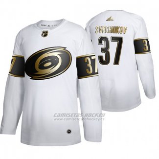 Camiseta Hockey Carolina Hurricanes Andrei Svechnikov Golden Edition Autentico Blanco