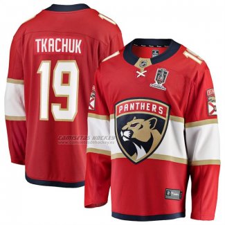 Camiseta Hockey Florida Panthers Matthew Tkachuk 2025 Stanley Cup Champions Breakaway Rojo