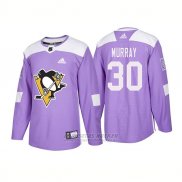 Camiseta Hockey Hombre Autentico Pittsburgh Penguins 30 Matt Murray Hockey Fights Cancer 2018 Violeta