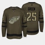 Camiseta Hockey Hombre Detroit Red Wings 25 Mike Verde Verde Salute To Service