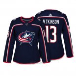 Camiseta Hockey Mujer Columbus Blue Jackets 13 Cam Atkinson Azul Autentico Jugador