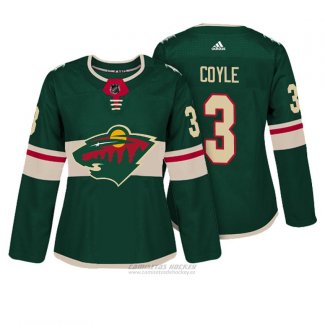 Camiseta Hockey Mujer Minnesota Wild 3 Charlie Coyle Verde Autentico Jugador