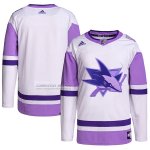 Camiseta Hockey San Jose Sharks Fights Cancer Autentico Blank Practice Blanco Violeta Camiseta Hockey San Jose Sharks Fights Cancer Autentico Blank Practice Blanco Violeta