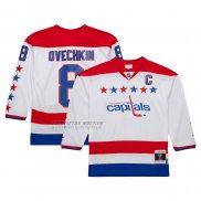 Camiseta Hockey Washington Capitals Alexander Ovechkin Mitchell & Ness 2012-13 Alterno Captain Azul Line Blanco