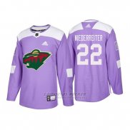 Camiseta Nino Minnesota Wild Niederreiter 2018 Adidas Autentico Hockey Fights Cancer Violeta