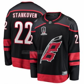 Camiseta Hockey Carolina Hurricanes Logan Stankoven 2026 Stanley Cup Champions Primera Breakaway Negro