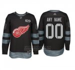 Camiseta Hockey Hombre Detroit Red Wings Personalizada Negro