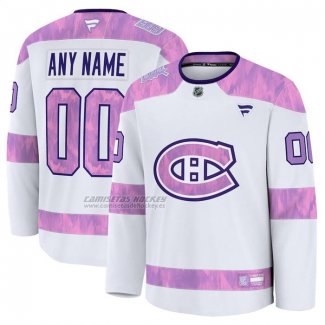 Camiseta Hockey Montreal Canadiens 2024 Fights Cancer Personalizada Blanco