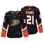 Camiseta Hockey Mujer Anaheim Ducks 21 Chris Wagner Negro Autentico Jugador