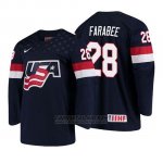 Camiseta USA Team Joel Farabee 2018 Iihf World Championship Jugador Azul