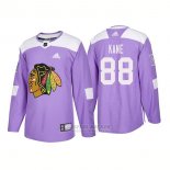 Camiseta Hockey Hombre Autentico Chicago Blackhawks 88 Patrick Kane Hockey Fights Cancer 2018 Violeta