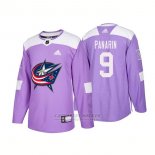 Camiseta Hockey Hombre Autentico Columbus Blue Jackets 9 Artemi Panarin Hockey Fights Cancer 2018 Violeta