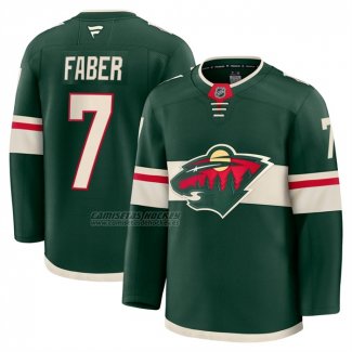 Camiseta Hockey Minnesota Wild Brock Faber Aniversario Premium Verde