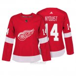 Camiseta Hockey Mujer Detroit Red Wings 14 Gustav Nyquist Rojo Autentico Jugador