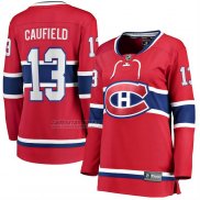 Camiseta Hockey Mujer Montreal Canadiens Cole Caufield Primera Premier Breakaway Rojo