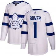 Camiseta Hockey Toronto Maple Leafs 1 Johnny Bower Autentico 2018 Stadium Series Blanco
