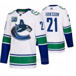 Camiseta Hockey Vancouver Canucks 21 Loui Eriksson 2019-20 Segunda Autentico Blanco