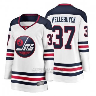 Camiseta Mujer Winnipeg Jets Connor Hellebuyck Heritage Fanatics Breakaway Blanco