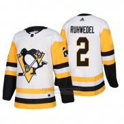 Camiseta Pittsburgh Penguins Chad Ruhwedel Away Adidas Autentico Jugador Blanco