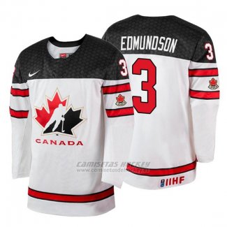 Camiseta Canada Team Joel Edmundson 2018 Iihf World Championship Jugador Blanco