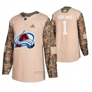Camiseta Hockey Colorado Avalanche Semyon Varlamov Veterans Day Camuflaje