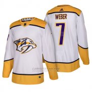 Camiseta Hockey Hombre Autentico Nashville Predators 7 Yannick Weber Away 2018 Blanco
