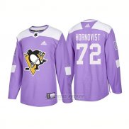 Camiseta Hockey Hombre Autentico Pittsburgh Penguins 72 Patric Hornqvist Hockey Fights Cancer 2018 Violeta
