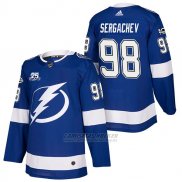 Camiseta Hockey Hombre Autentico Tampa Bay Lightning 98 Mikhail Sergachev Home 2018 Azul