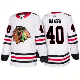 Camiseta Hockey Hombre Male Blackhawks 40 John Hayden 2018 Blanco