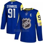 Camiseta Hockey Hombre Tampa Bay Lightning 91 Steven Stamkos Azul 2018 All Star Atlantic Division Autentico Stitched