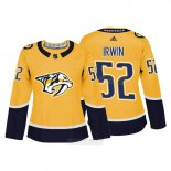 Camiseta Hockey Mujer Nashville Predator 52 Matt Irwin Amarillo Autentico Jugador