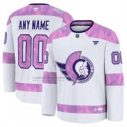Camiseta Hockey Ottawa Senators 2024 Fights Cancer Personalizada Blanco