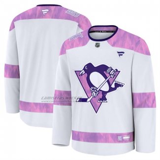 Camiseta Hockey Pittsburgh Penguins 2024 Fights Cancer Blanco