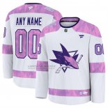 Camiseta Hockey San Jose Sharks 2024 Fights Cancer Personalizada Blanco