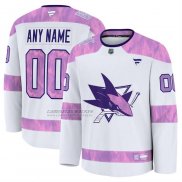 Camiseta Hockey San Jose Sharks 2024 Fights Cancer Personalizada Blanco