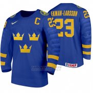 Camiseta Hockey Suecia Oliver Ekman Larsson Away 2020 IIHF World Junior Championships Azul