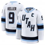 Camiseta Hockey Utah Mammoth Clayton Keller Segunda Premium Blanco