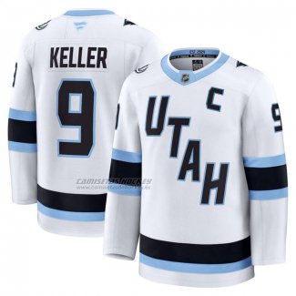Camiseta Hockey Utah Mammoth Clayton Keller Segunda Premium Blanco