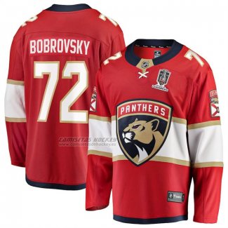 Camiseta Hockey Florida Panthers Sergei Bobrovsky 2025 Stanley Cup Champions Breakaway Rojo