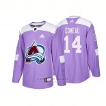 Camiseta Hockey Hombre Autentico Colorado Avalanche 14 Blake Comeau Hockey Fights Cancer 2018 Violeta